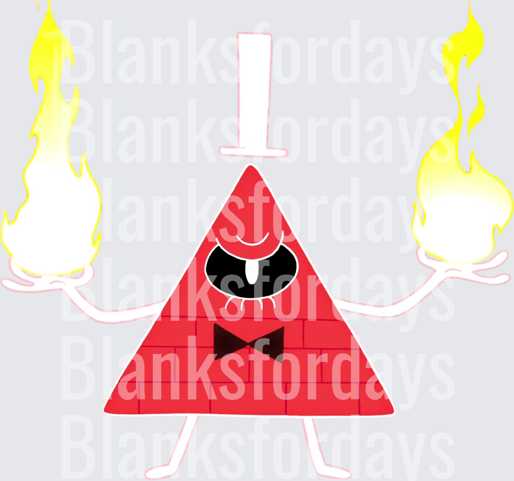 Bill Cipher Red Evil Triangle Gravity Falls Flames Design (DTF)