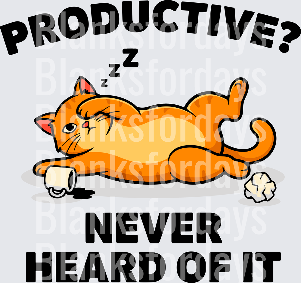 Productive? Never Heard Of It Lazy Orange Cat Sleeping (DTF)