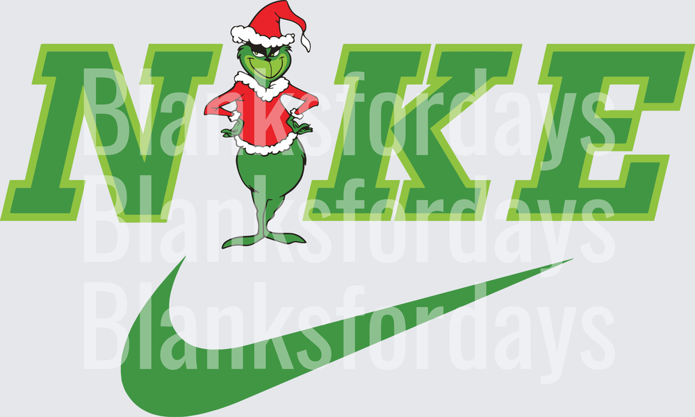 Grinch Santa Christmas Nike Swoosh Logo Green Design (DTF)
