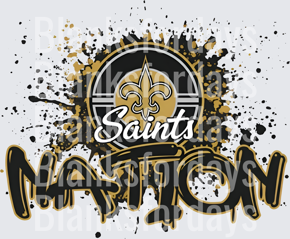 New Orleans Saints Logo Splatter Nation Grunge Design (DTF)