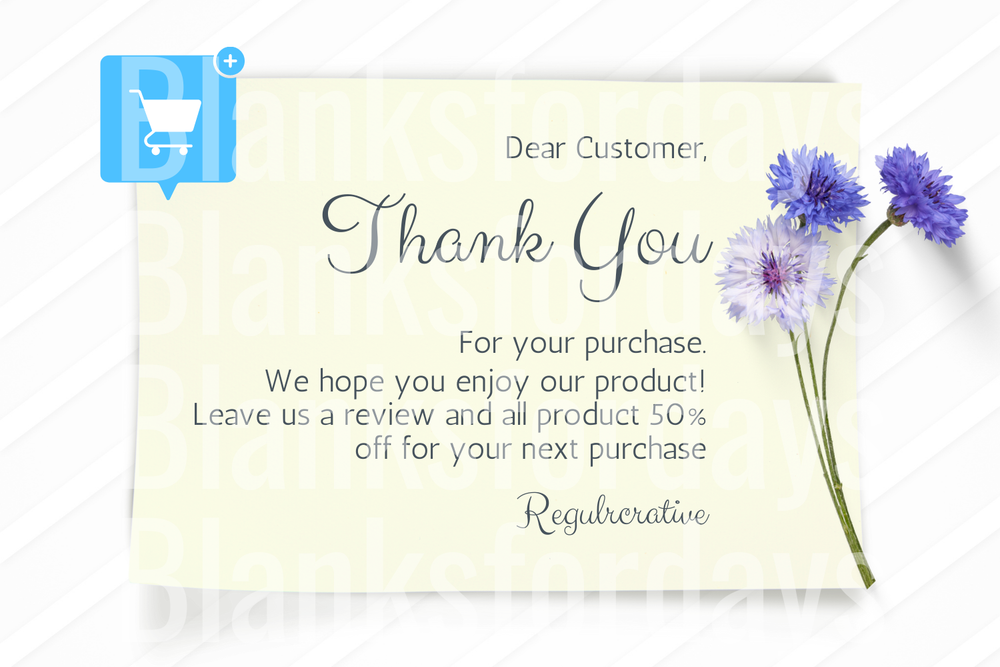 Dear Customer Thank You Card with Purple Cornflowers (DTF)