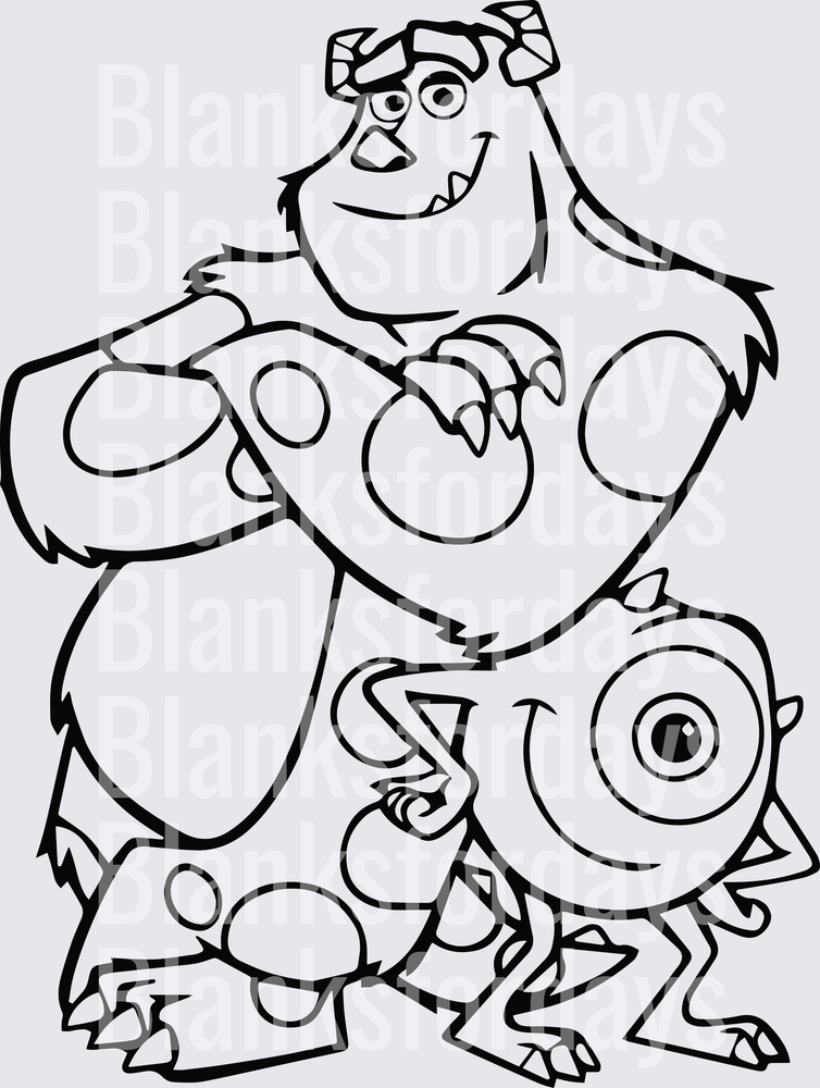 Sulley and Mike Wazowski Monsters Inc Duo Line Art (DTF)