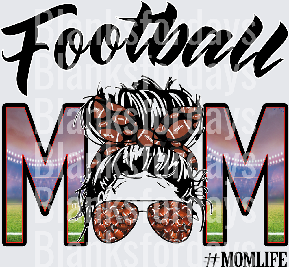 Football Mom Messy Bun Sunglasses #MomLife Stadium (DTF)