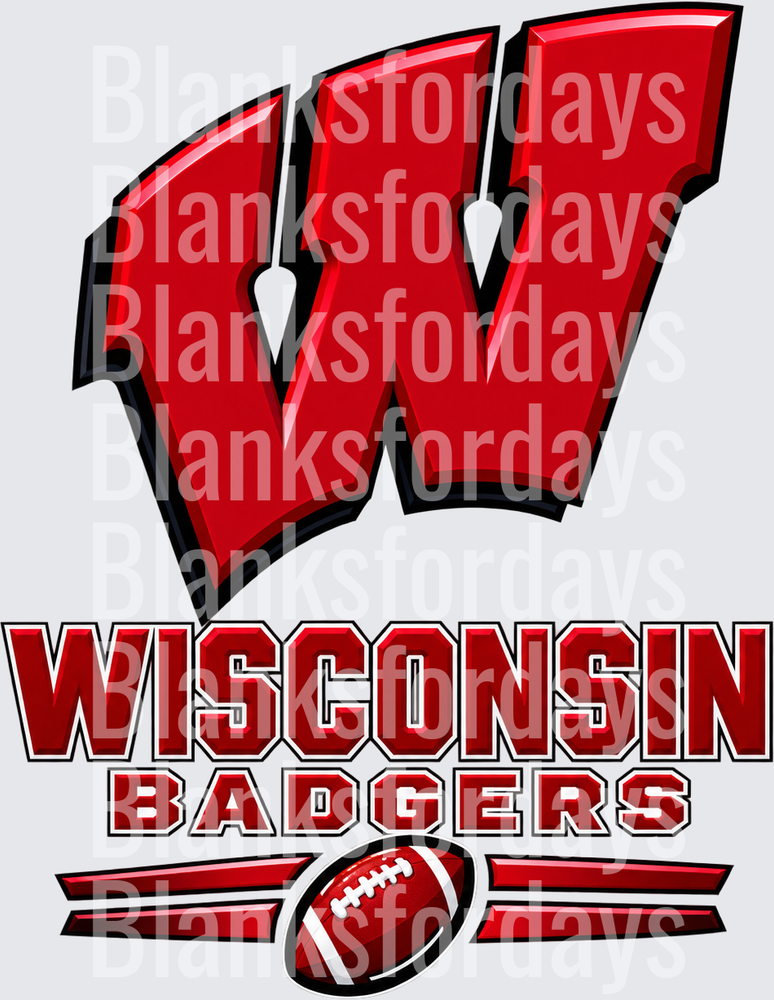 Wisconsin Badgers Bold W Football Logo Design (DTF)