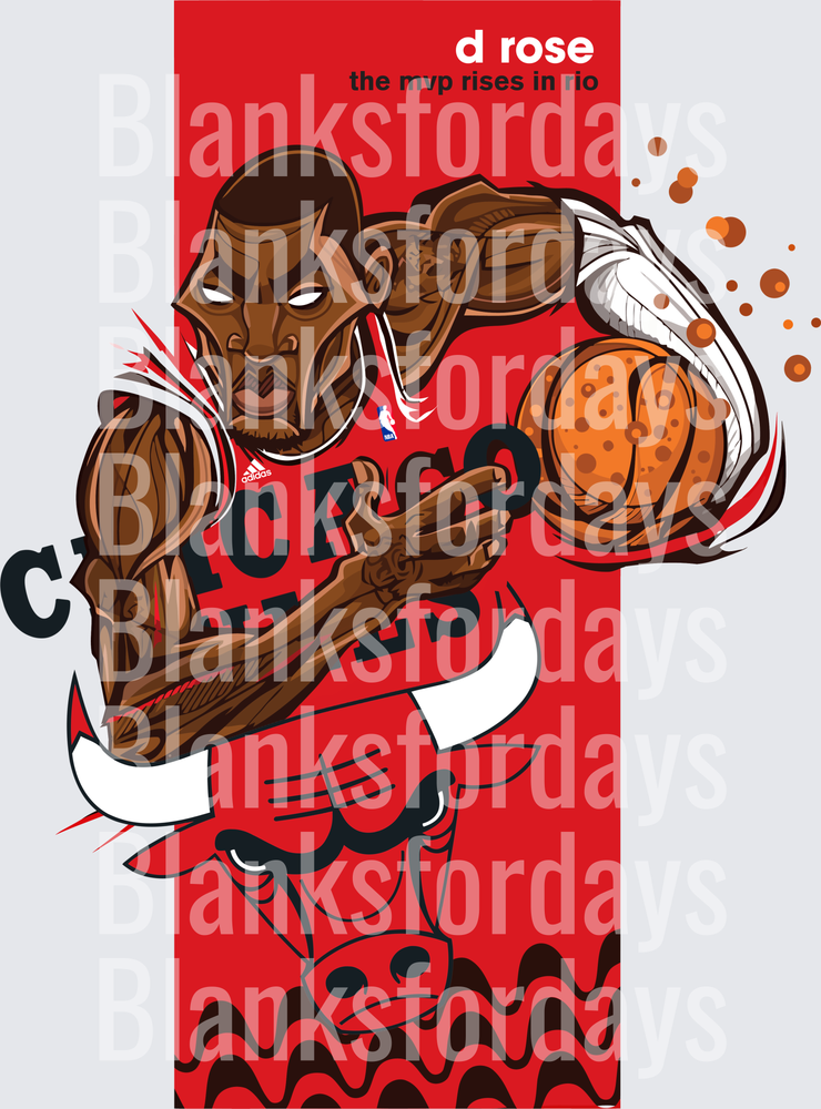 Derrick Rose Chicago Bulls MVP Rises in Rio Graphic Art (DTF)