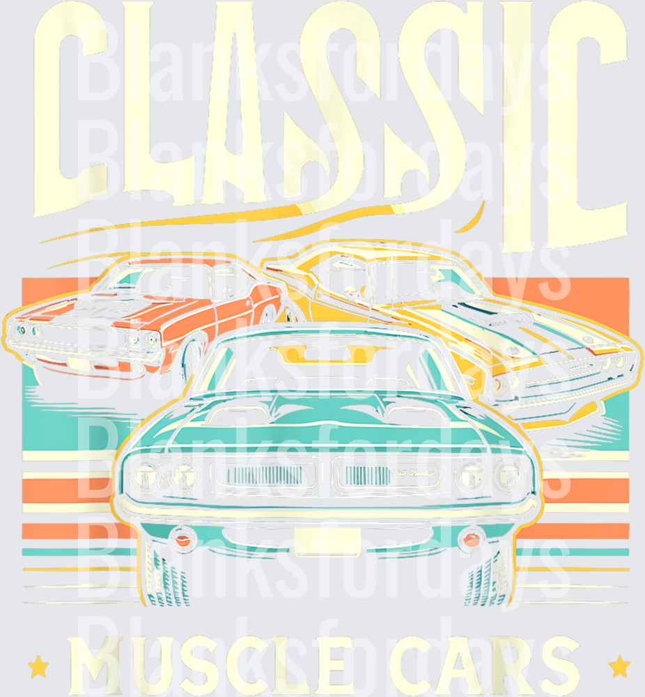 Classic Muscle Cars Retro Stripe Trio Vintage Automotive (DTF)