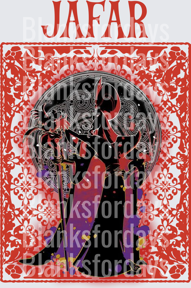 Jafar Villain Silhouette Red Ornate Aladdin Villain Design (DTF)