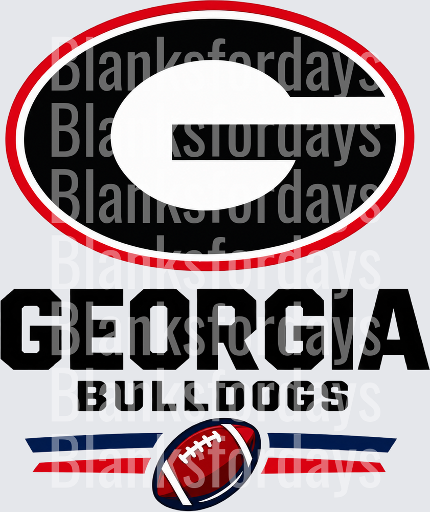 Georgia Bulldogs G Logo with Football and Stripes (DTF)