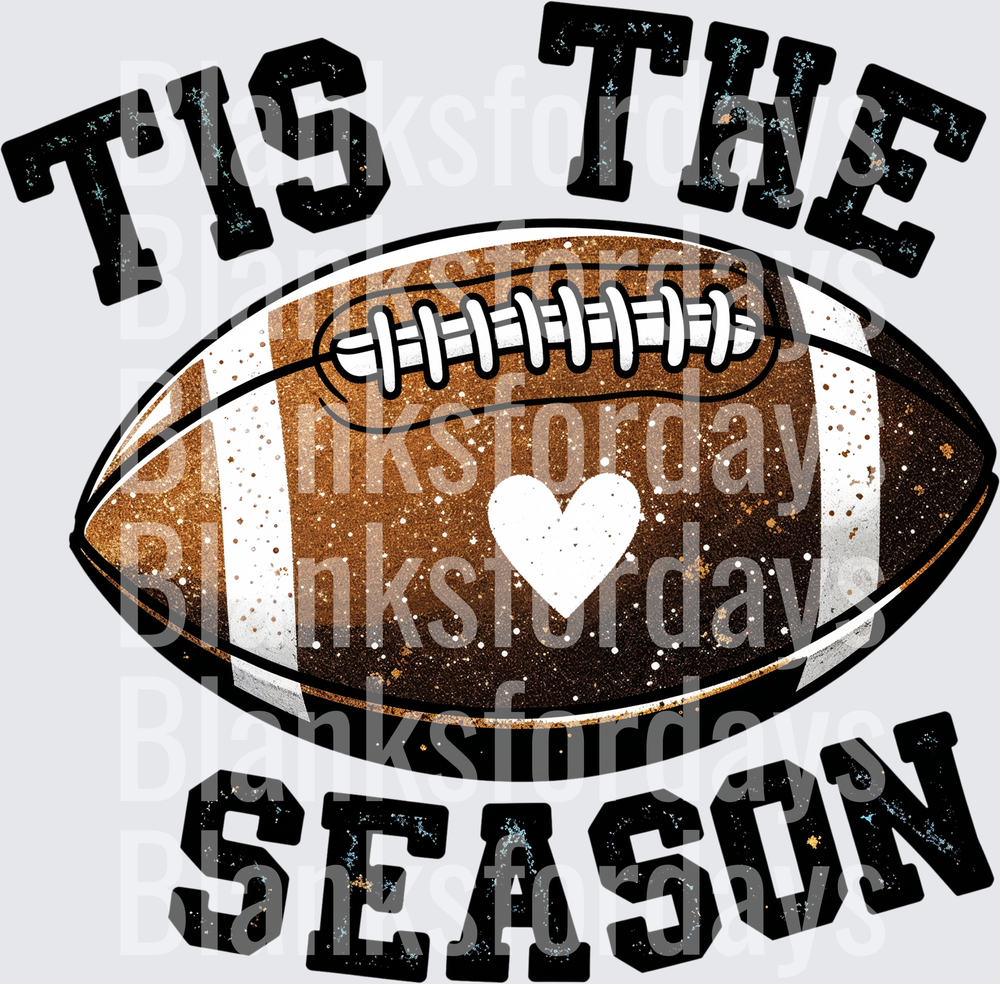 Tis The Season Football Heart Distressed Varsity Design (DTF)