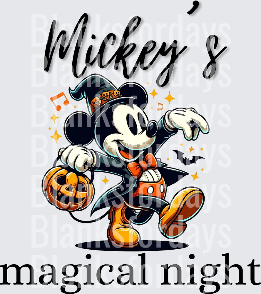 Mickey's Magical Night Halloween Wizard Pumpkin Design (DTF)