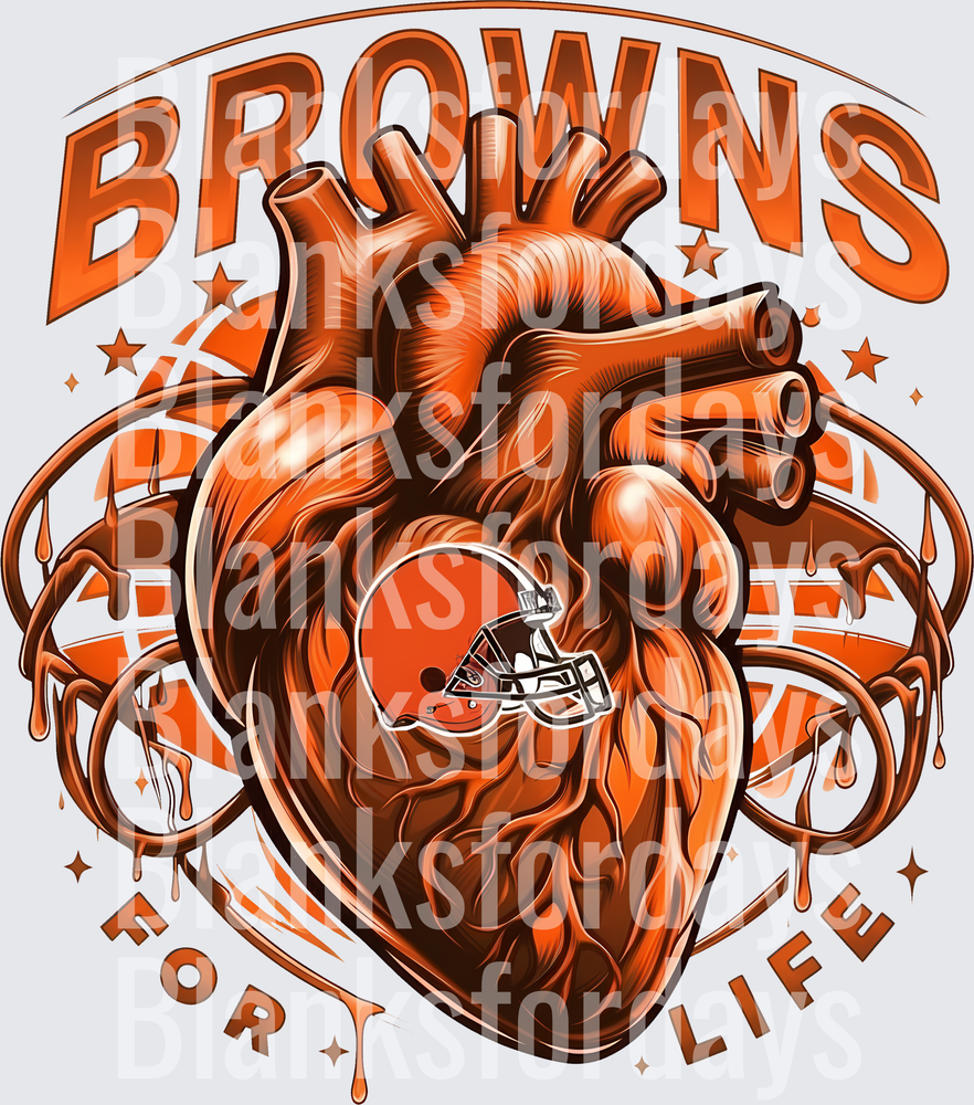 Browns For Life Anatomical Heart Football Helmet Design (DTF)