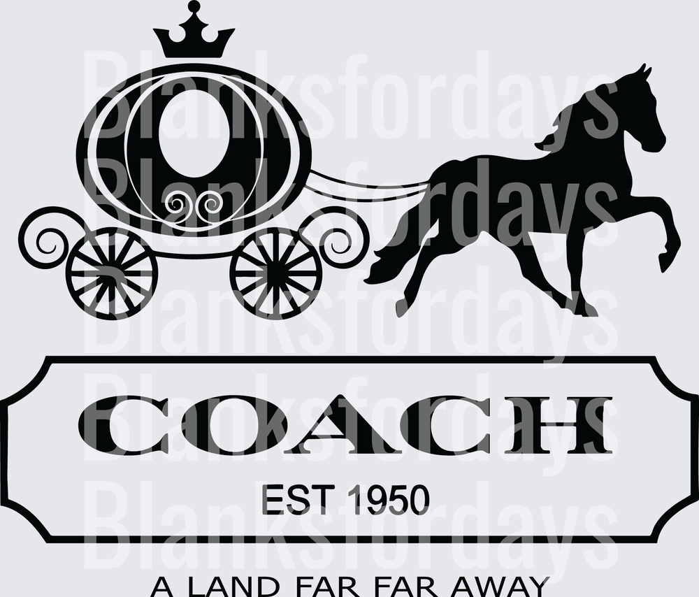 Coach Est 1950 A Land Far Far Away Horse Carriage Logo (DTF)