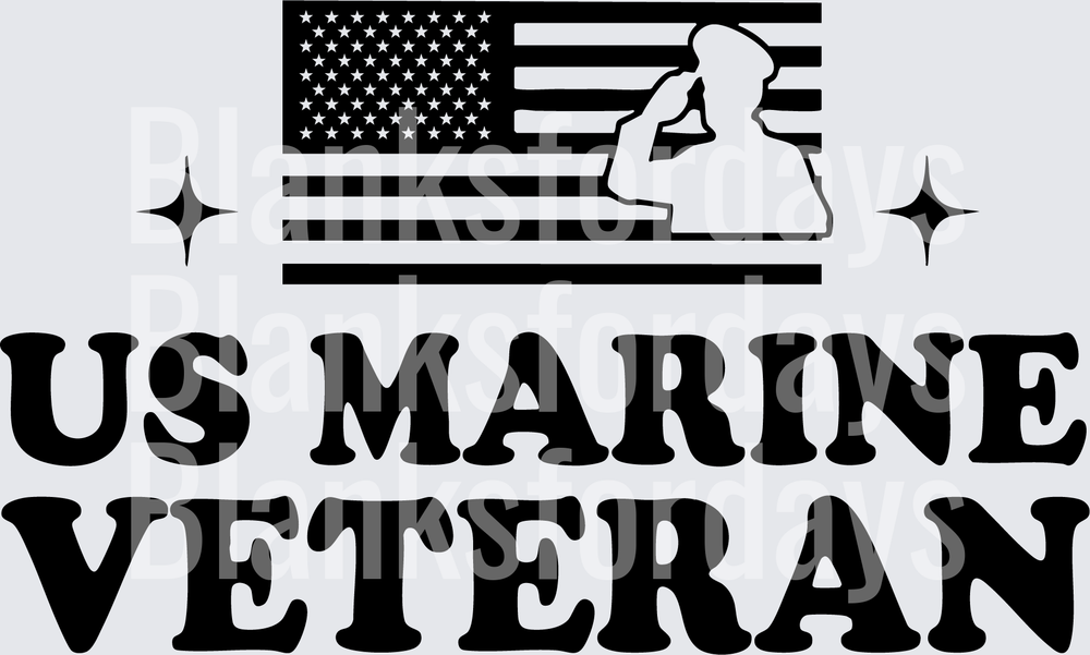 US Marine Veteran Saluting Soldier American Flag Stars (DTF)