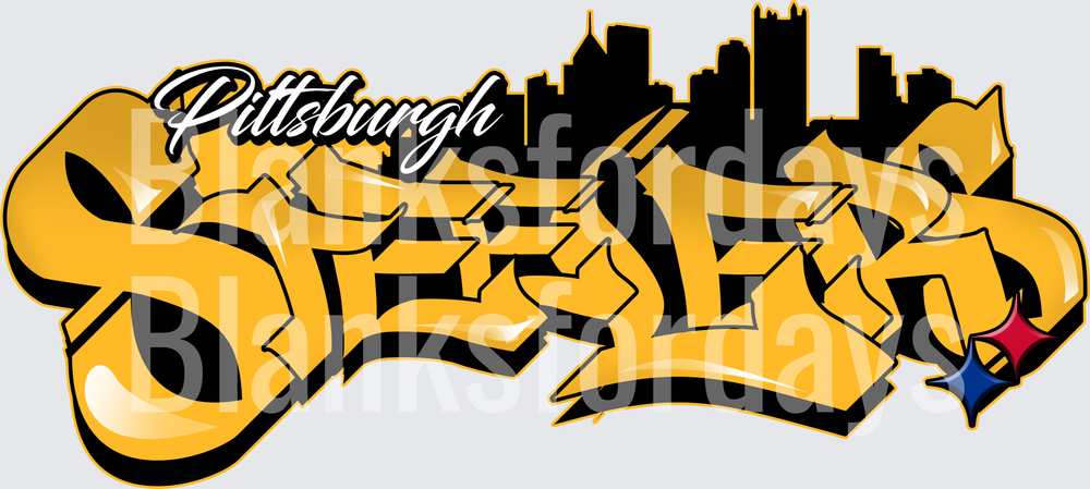 Pittsburgh Steelers Graffiti Style City Skyline Logo (DTF)
