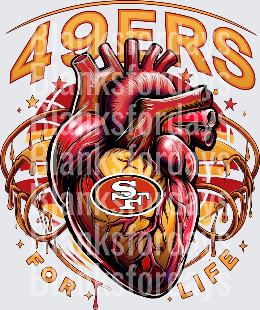 49ers For Life Anatomical Heart SF Logo Design (DTF)