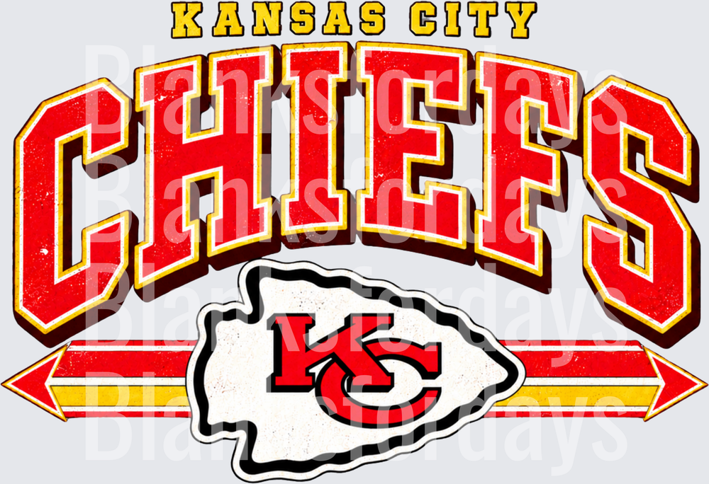 Kansas City Chiefs Vintage Arrowhead Logo Arch Lettering (DTF)
