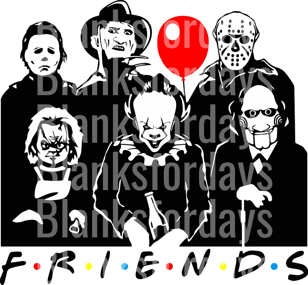 Horror Icons Friends Parody Michael Myers Freddy Jason Pennywise Chucky Billy (DTF)