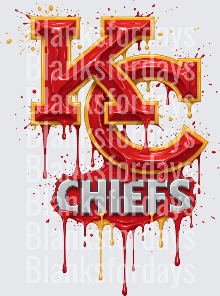 KC Chiefs Dripping Paint Splatter Logo Design (DTF)