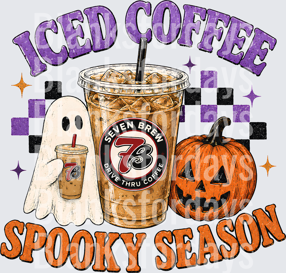 Iced Coffee Spooky Season Seven Brew Ghost Halloween (DTF)