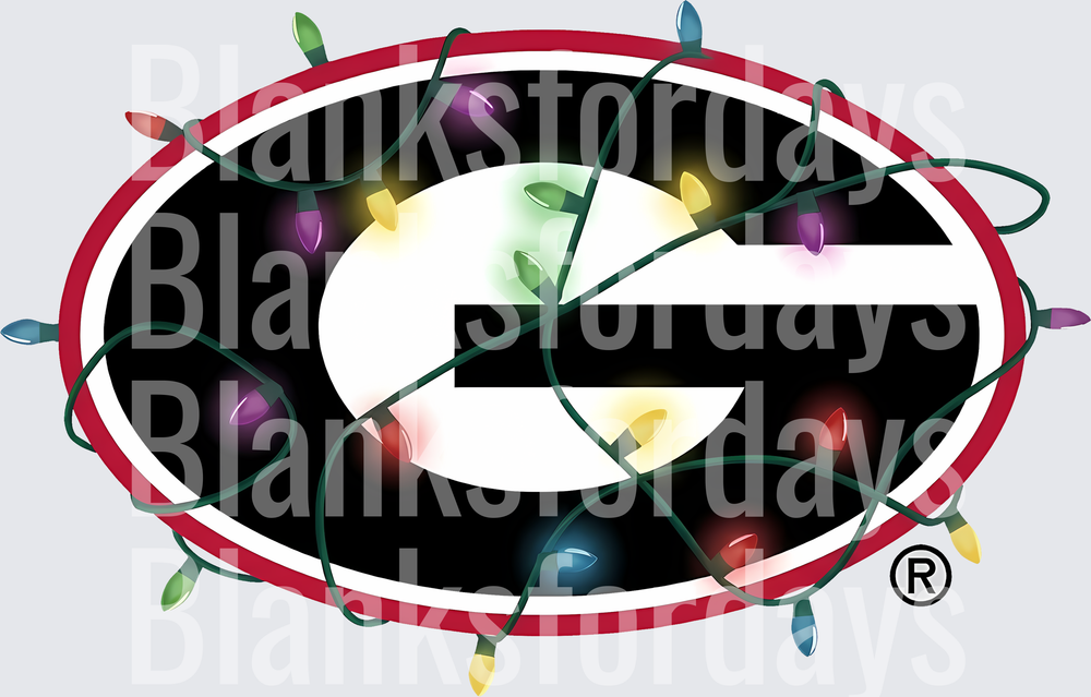 Georgia Bulldogs G Logo Wrapped in Christmas Lights (DTF)