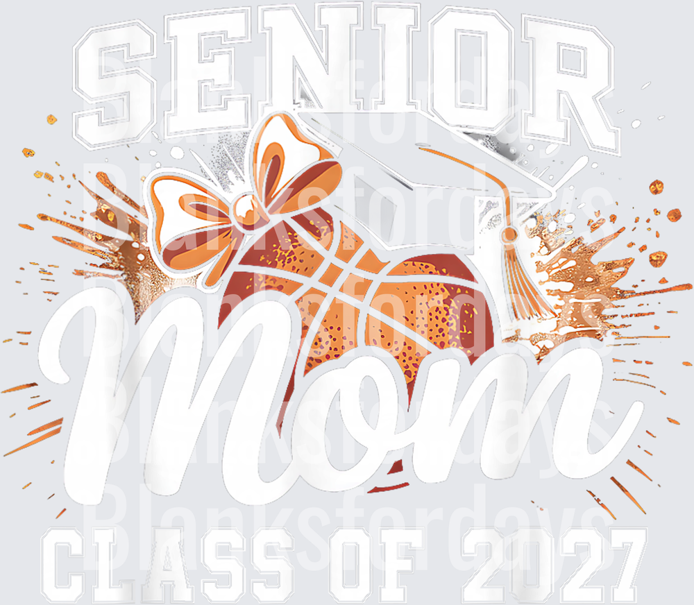 Senior Mom Class of 2027 Basketball Bow Graduation Cap (DTF)