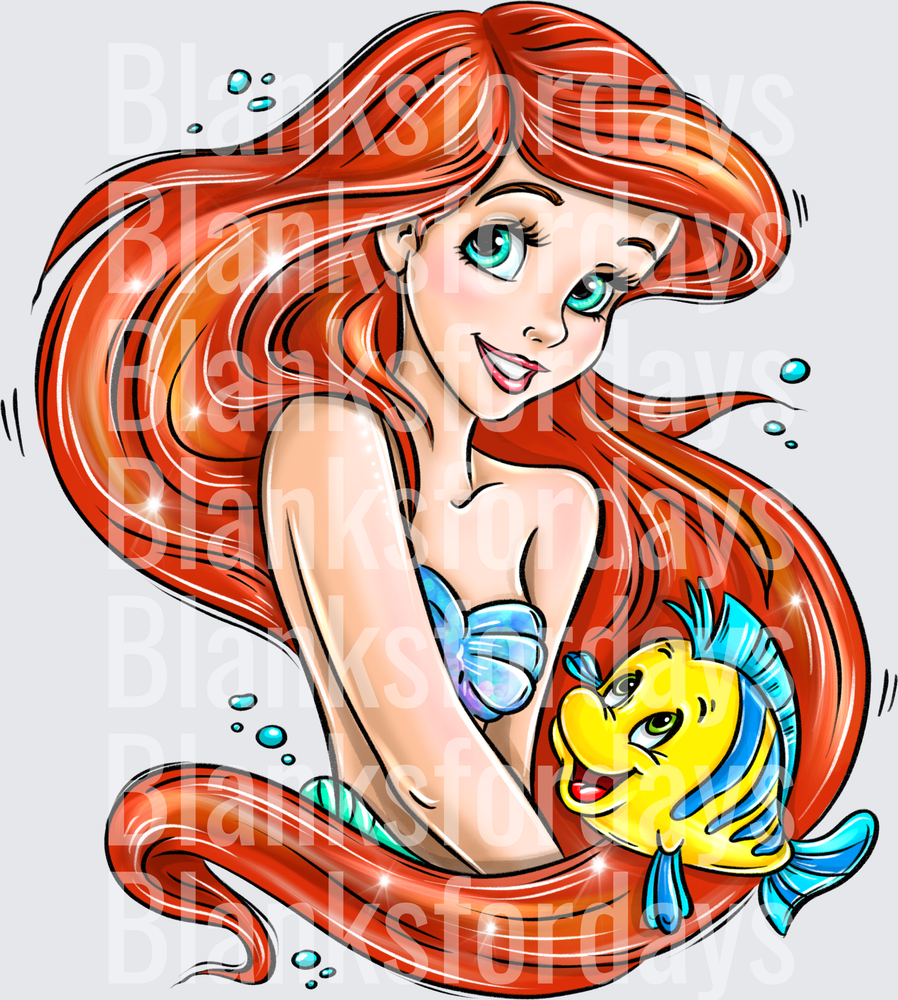 Ariel and Flounder Little Mermaid Underwater Friends (DTF)