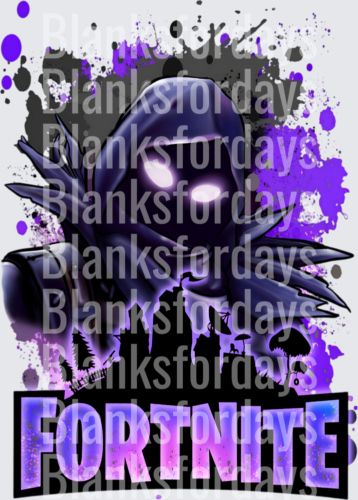 Fortnite Raven Skin Purple Splatter Paint Design (DTF)