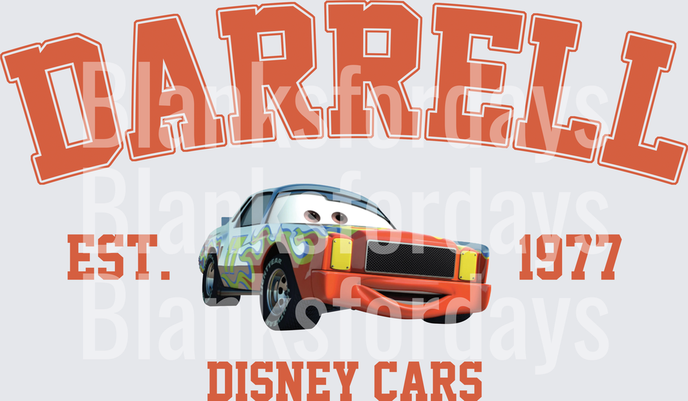 Darrell Cartrip Disney Cars Est 1977 Collegiate Arch (DTF)