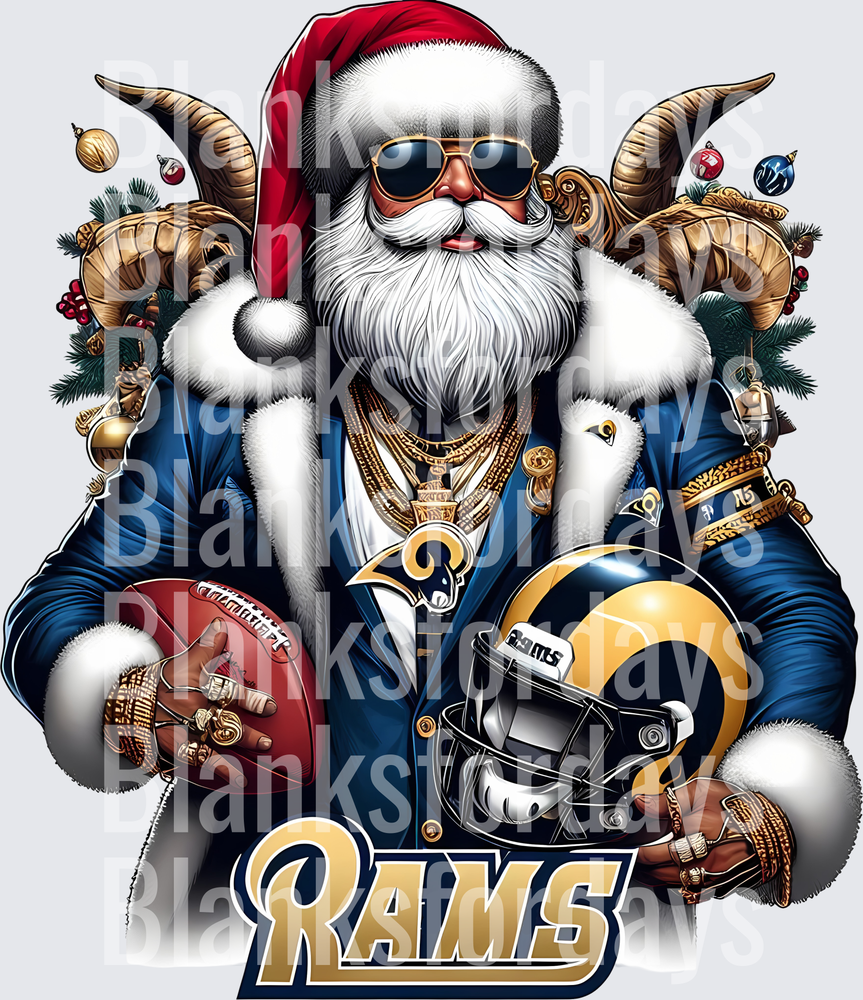Los Angeles Rams Swag Santa Claus Christmas Football (DTF)
