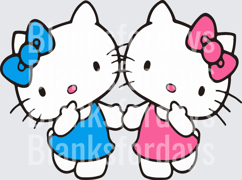 Hello Kitty Best Friends Blue and Pink Bow Duo (DTF)