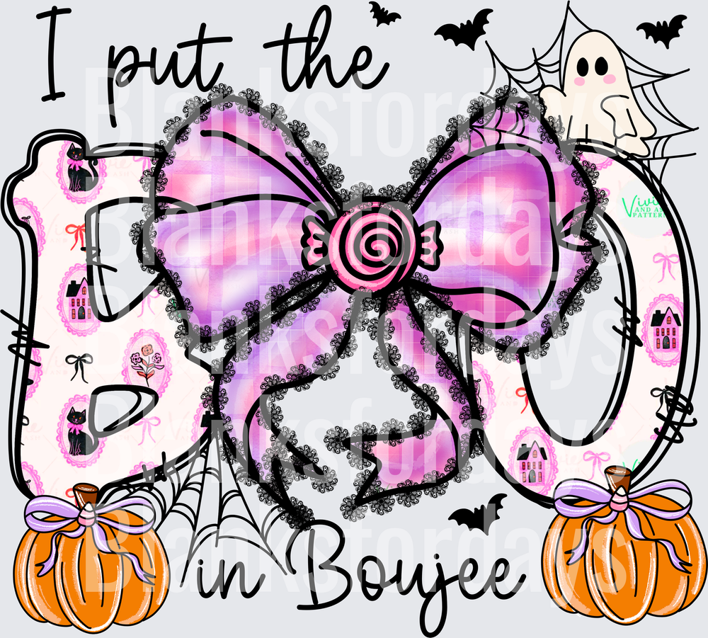 I Put The BOO In Boujee Halloween Coquette Bow Pumpkins (DTF)