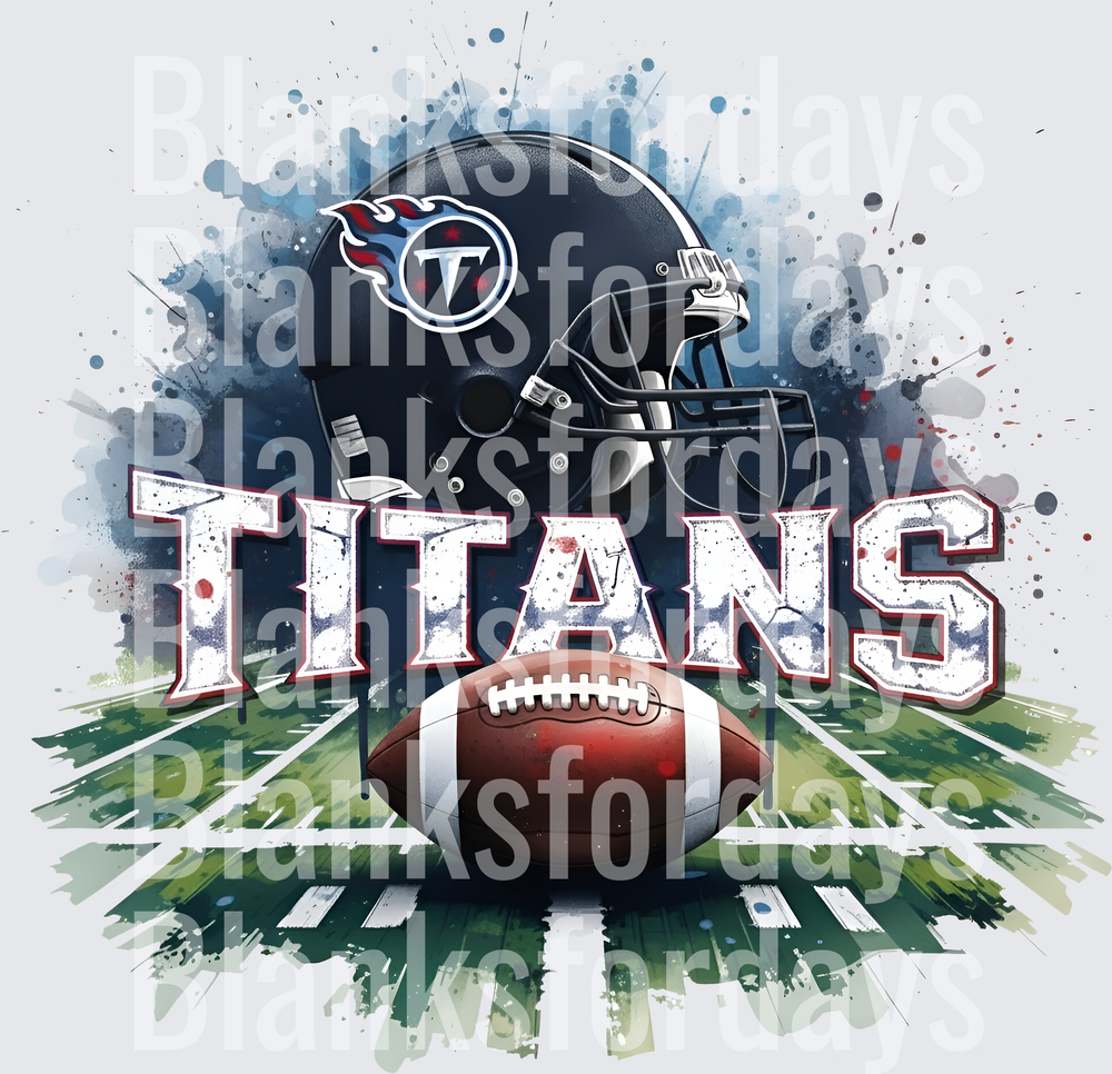 Tennessee Titans Helmet Football Field Watercolor Splash (DTF)