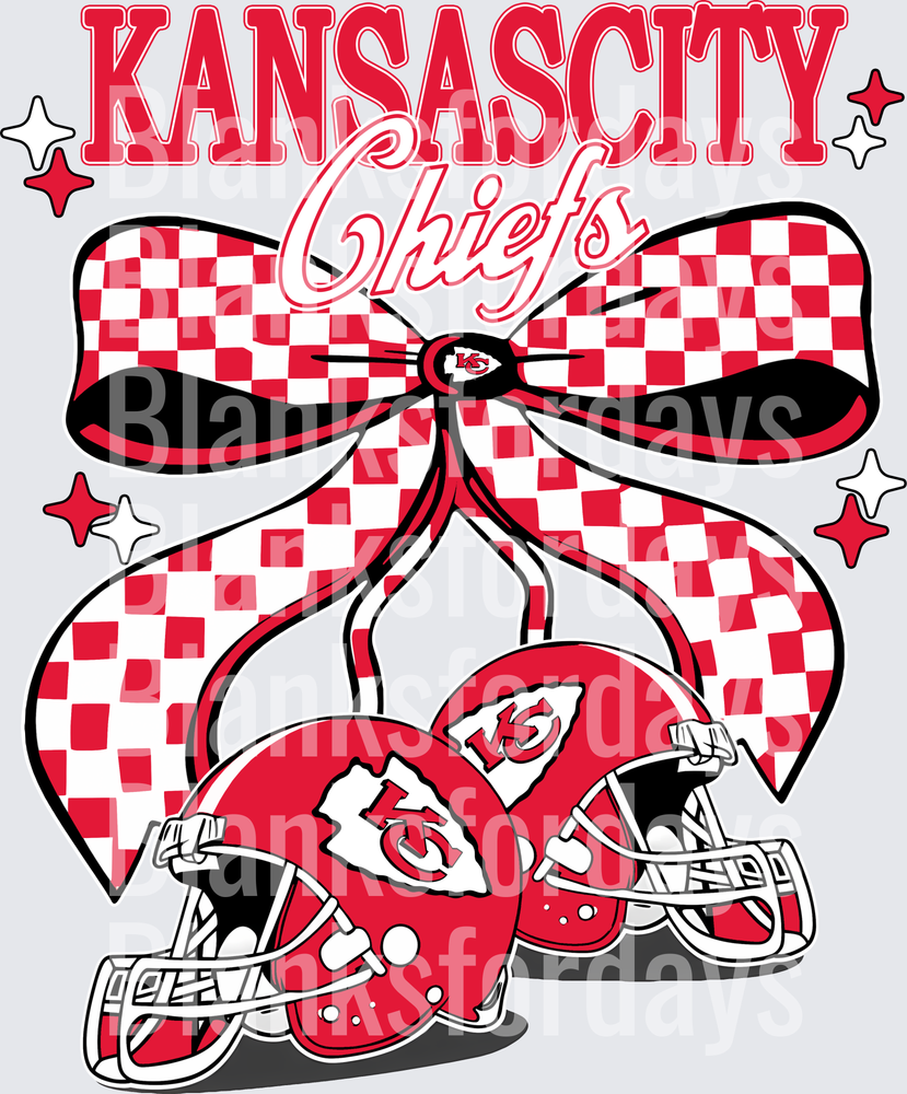 Kansas City Chiefs Red Checkered Bow Football Helmets (DTF)