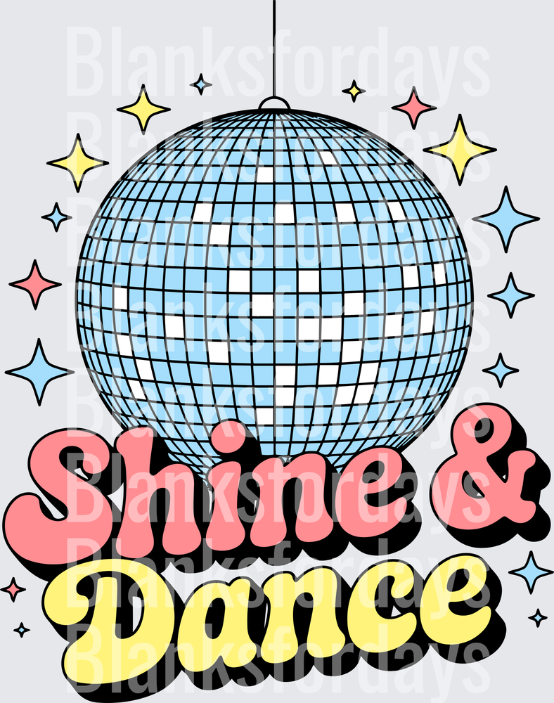 Shine & Dance Retro Disco Ball with Colorful Stars (DTF)
