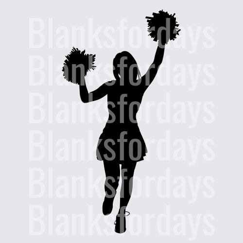Cheerleader Silhouette Jumping with Pom Poms (DTF)