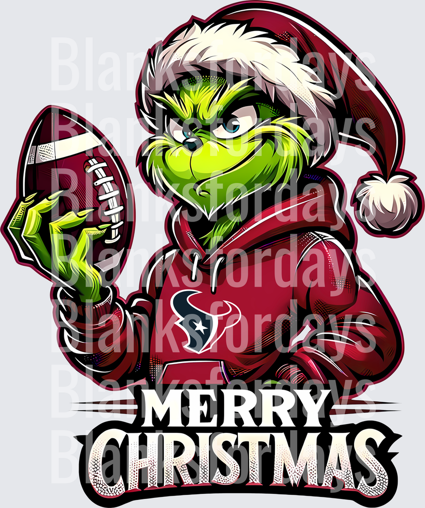 Grinch Santa Houston Texans Football Merry Christmas (DTF)