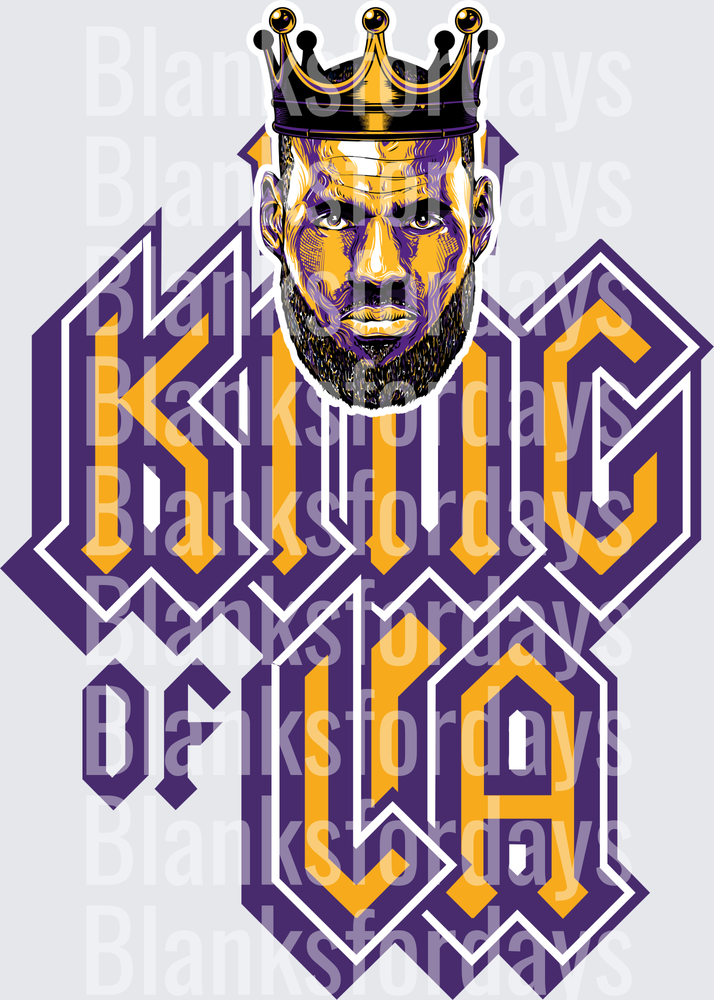 LeBron James King of LA Lakers Purple Gold Crown Graphic (DTF)