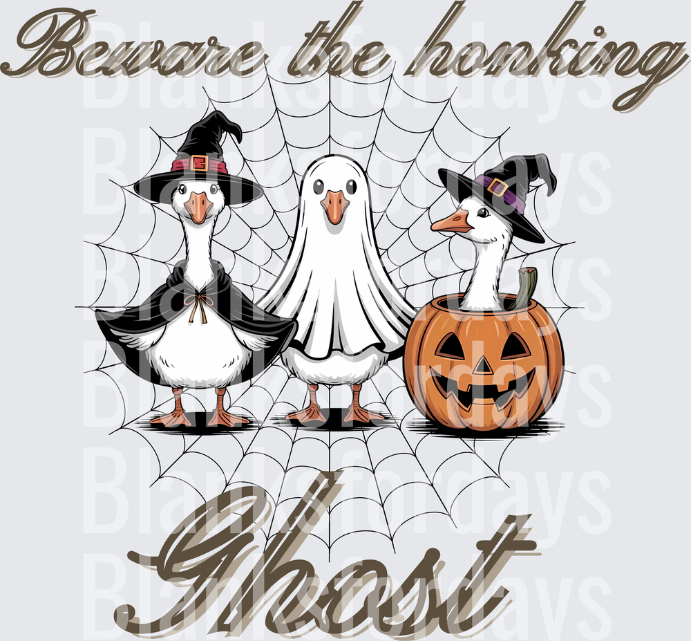 Beware The Honking Ghost Halloween Ducks Spider Web (DTF)