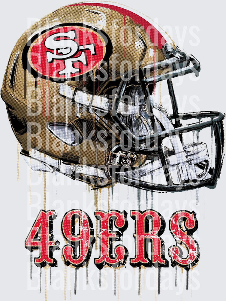 San Francisco 49ers Dripping Helmet Grunge Graphic (DTF)