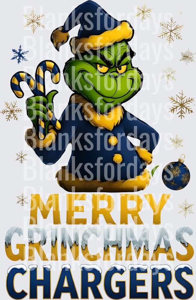Merry Grinchmas Los Angeles Chargers Grinch Christmas (DTF)