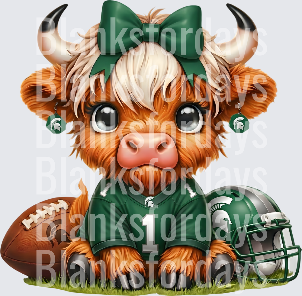 Cute Highland Cow Michigan State Spartans Football Fan (DTF)