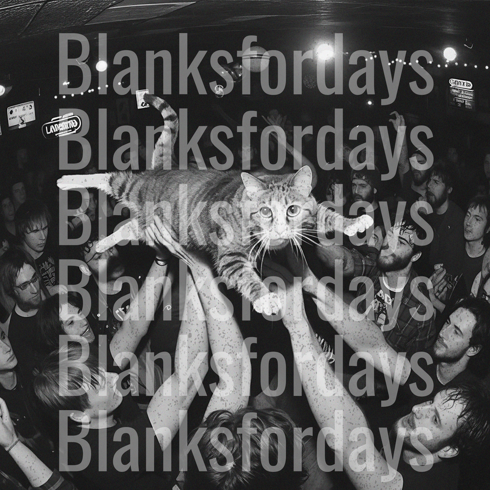 Cat Crowd Surfing at Punk Rock Concert Black and White (DTF)