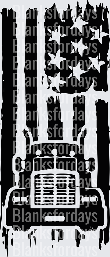 Distressed American Flag Semi Truck Patriotic Trucker (DTF)