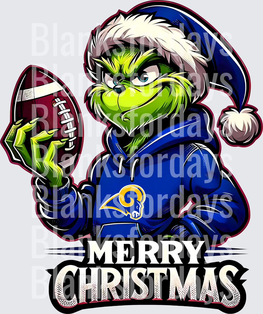 Grinch Santa Los Angeles Rams Football Merry Christmas (DTF)