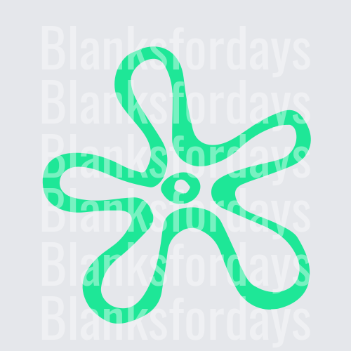 Mint Green Retro Flower Outline Bold Floral Design (DTF)