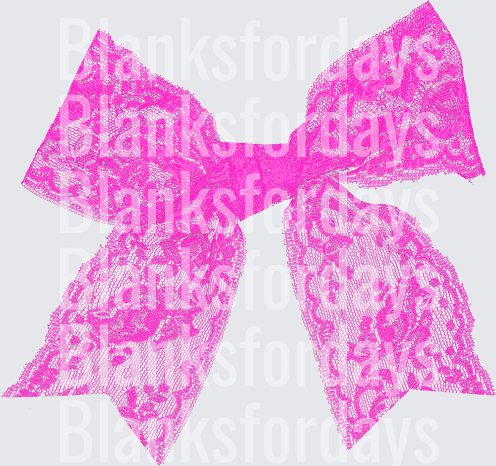 Hot Pink Floral Lace Bow (DTF)