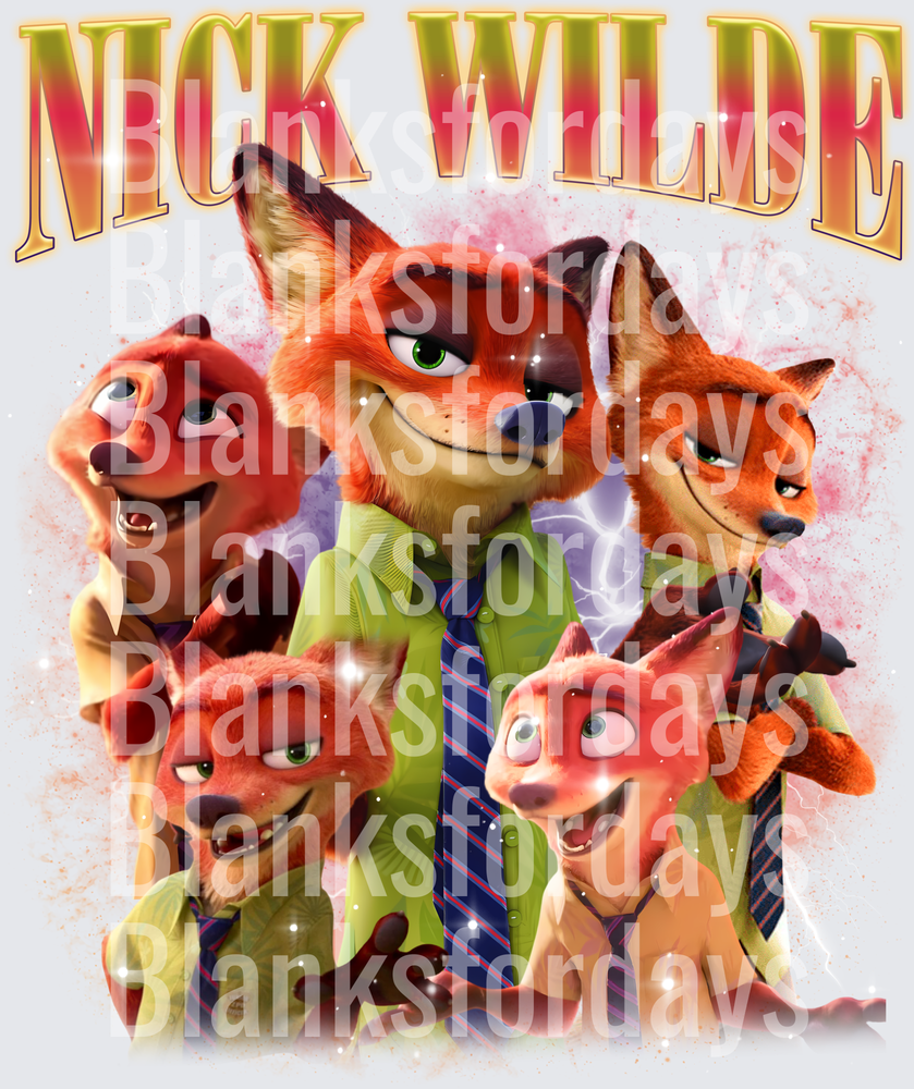 Nick Wilde Zootopia Fox Multi-Pose Collage Bootleg Graphic (DTF)