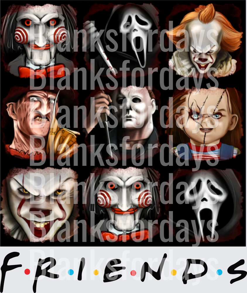 Horror Icons Friends Grid Jigsaw Ghostface Pennywise Michael Myers Freddy Chucky (DTF)