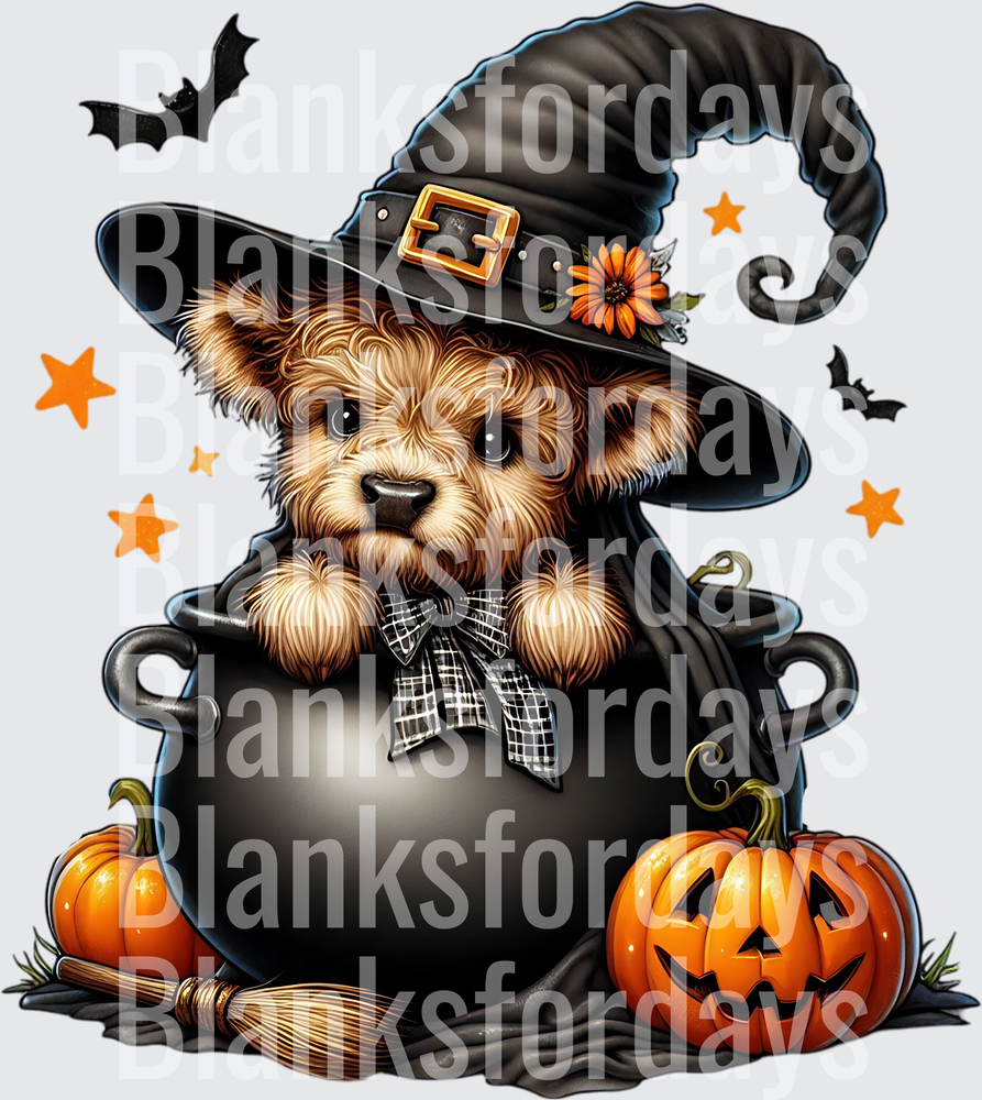 Yorkshire Terrier Witch Hat Cauldron Halloween Yorkie Dog (DTF)