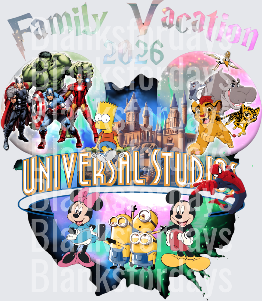 Family Vacation 2026 Universal Studios Mickey Head Mashup (DTF)